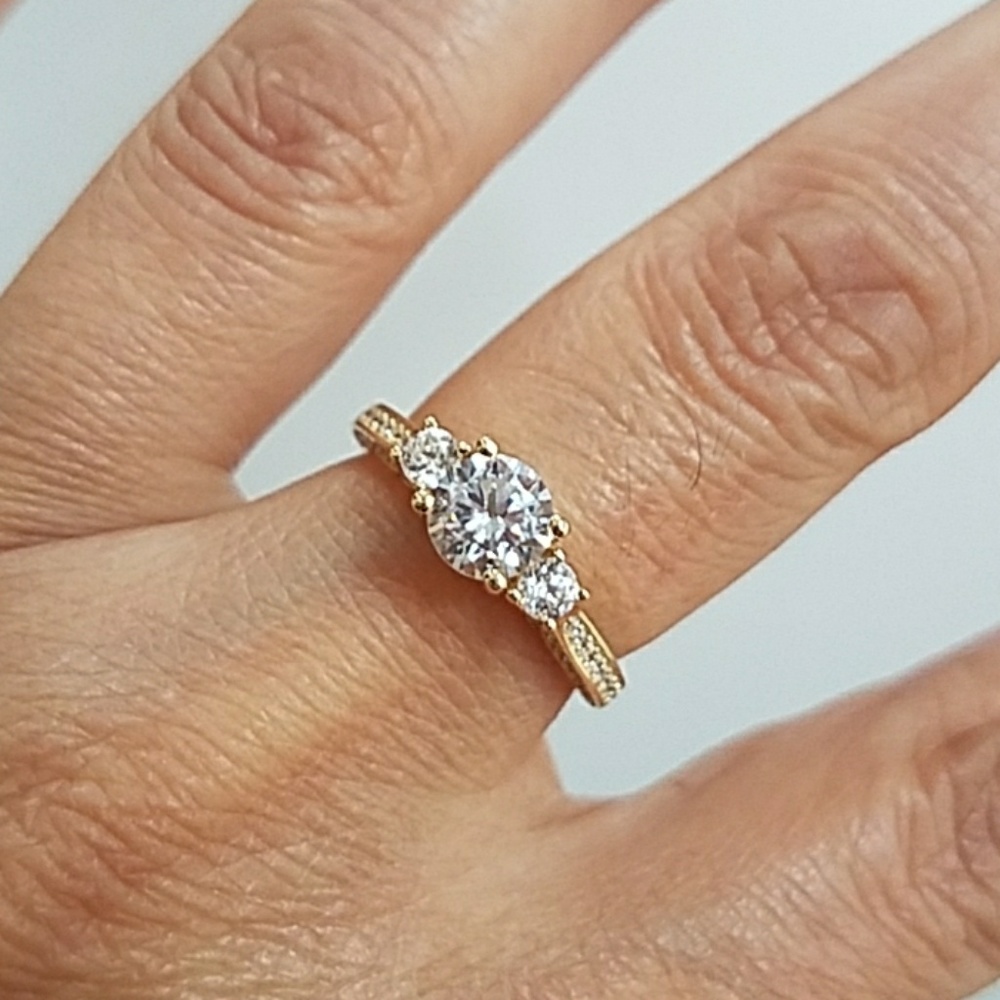 New 14K Solid Yellow Gold Engagement Ring size 7 - Picture 7 of 8
